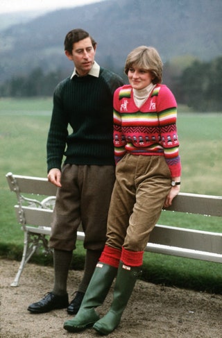 Image may contain Clothing Apparel Human Person Footwear Shoe Pants Charles Prince of Wales Grass and Plant