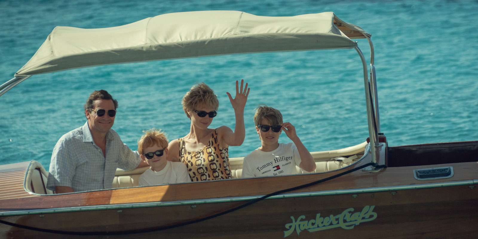 Image may contain Sunglasses Accessories Transportation Vehicle Yacht Teen Person Adult Baby Boat and Water