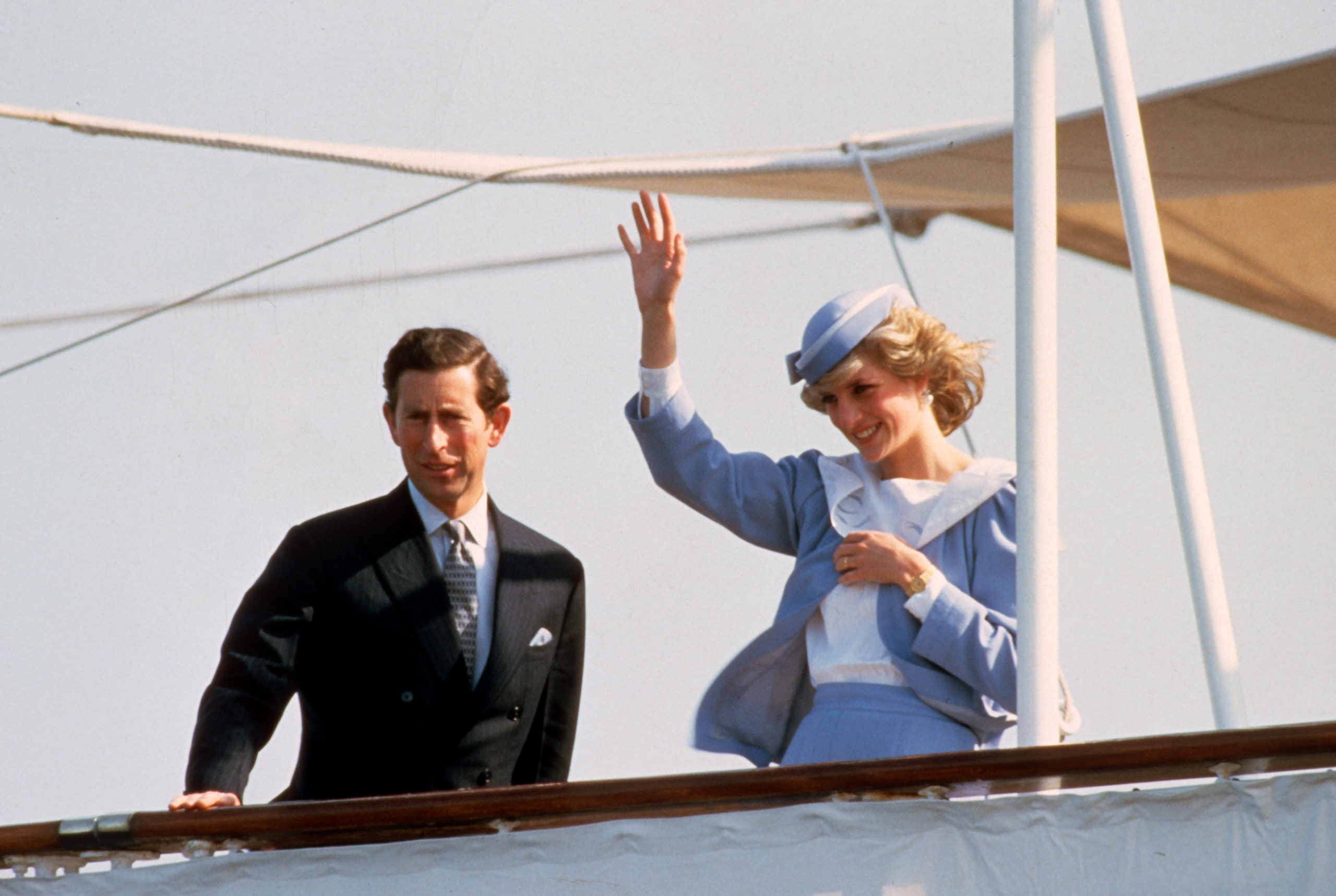 Image may contain Person Charles Prince of Wales Formal Wear Tie Accessories Adult Diana Princess of Wales and Hat