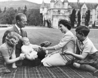 Queen Elizabeth II and Prince Philip on holiday at Balmoral with Prince Charles Princess Anne and Prince Andrew.