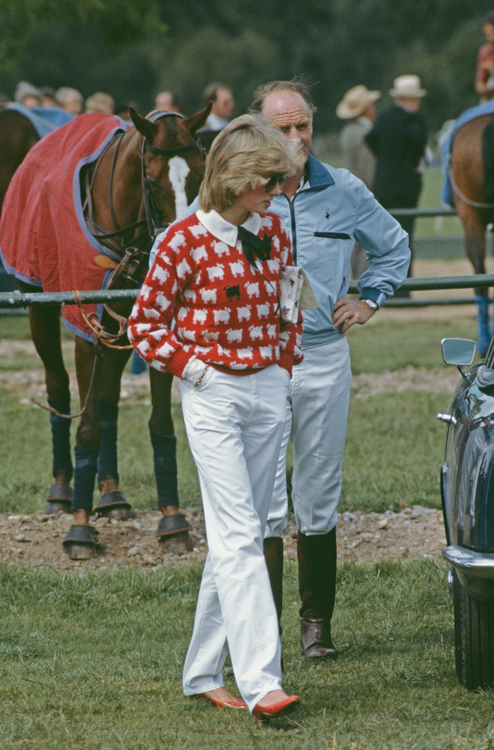 Princess Diana rewearing Muir and Osbornes “black sheep” sweater in 1983—the second version she owned.nbsp