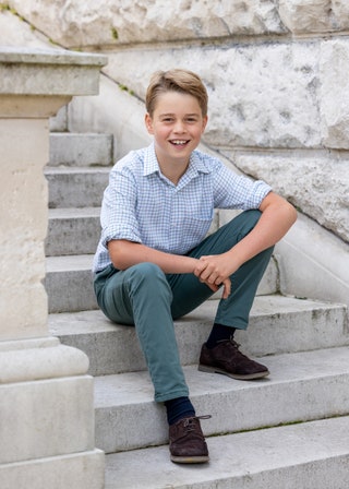 The Prince and Princess of Wales released this portrait of Prince George taken in Windsor by Millie Pilkington to mark...