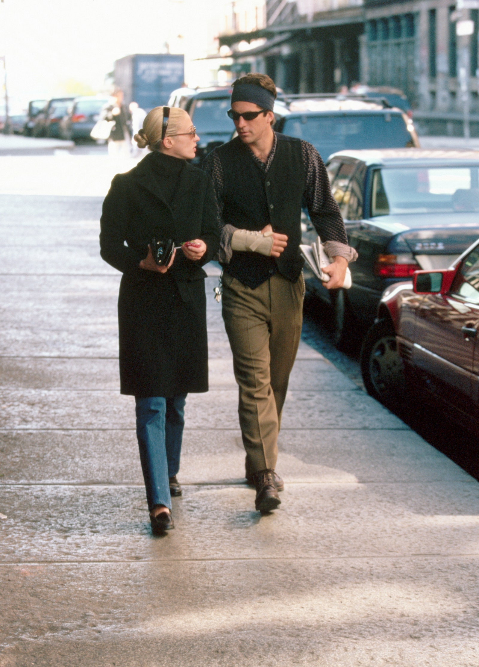 10181997New York NY John F. Kennedy Jr. walks with wife Carolyn Bessette.