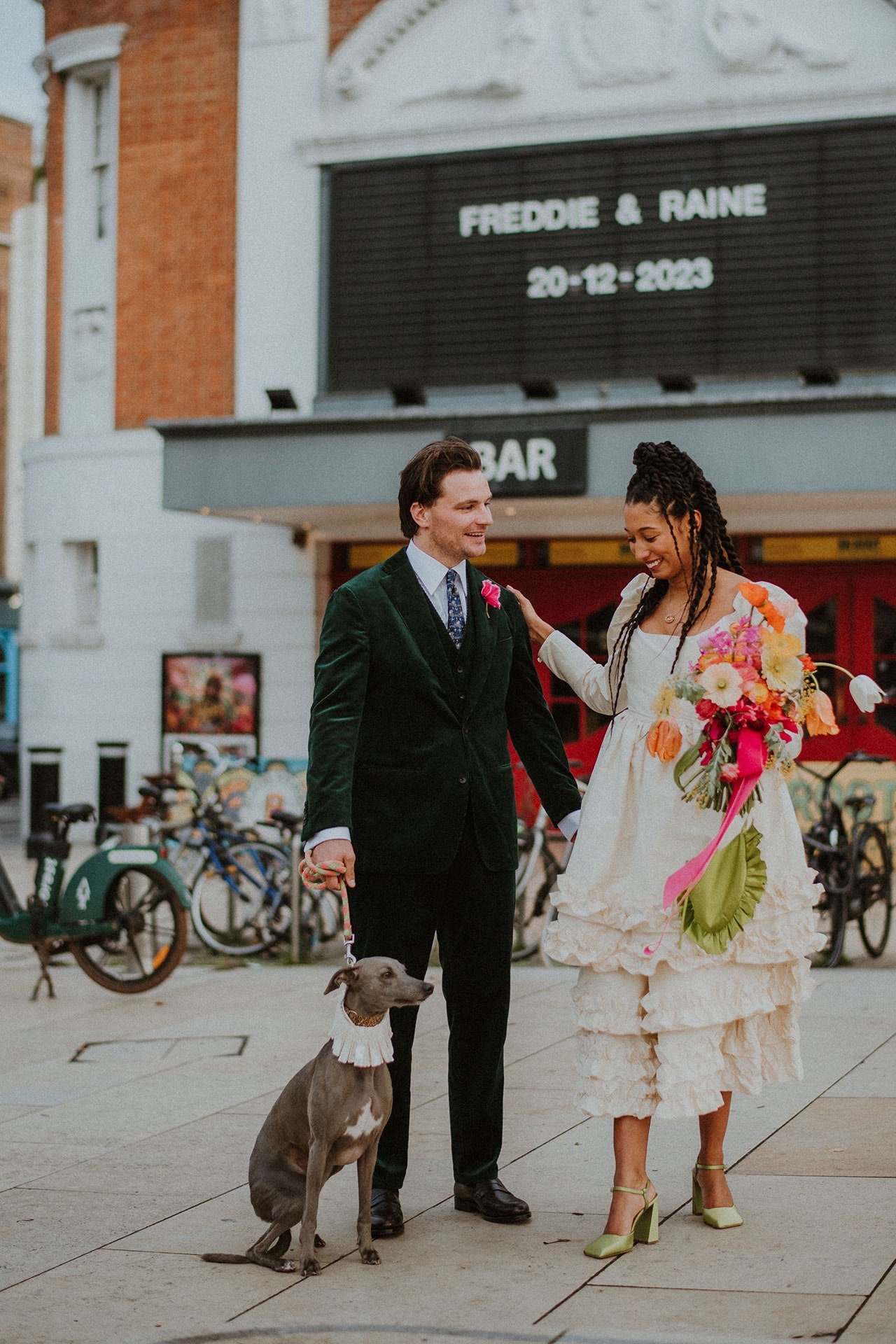 Filmmakers Freddie Waters and Raine AllenMiller put myriad personal spins on their Brixton wedding including the brides...