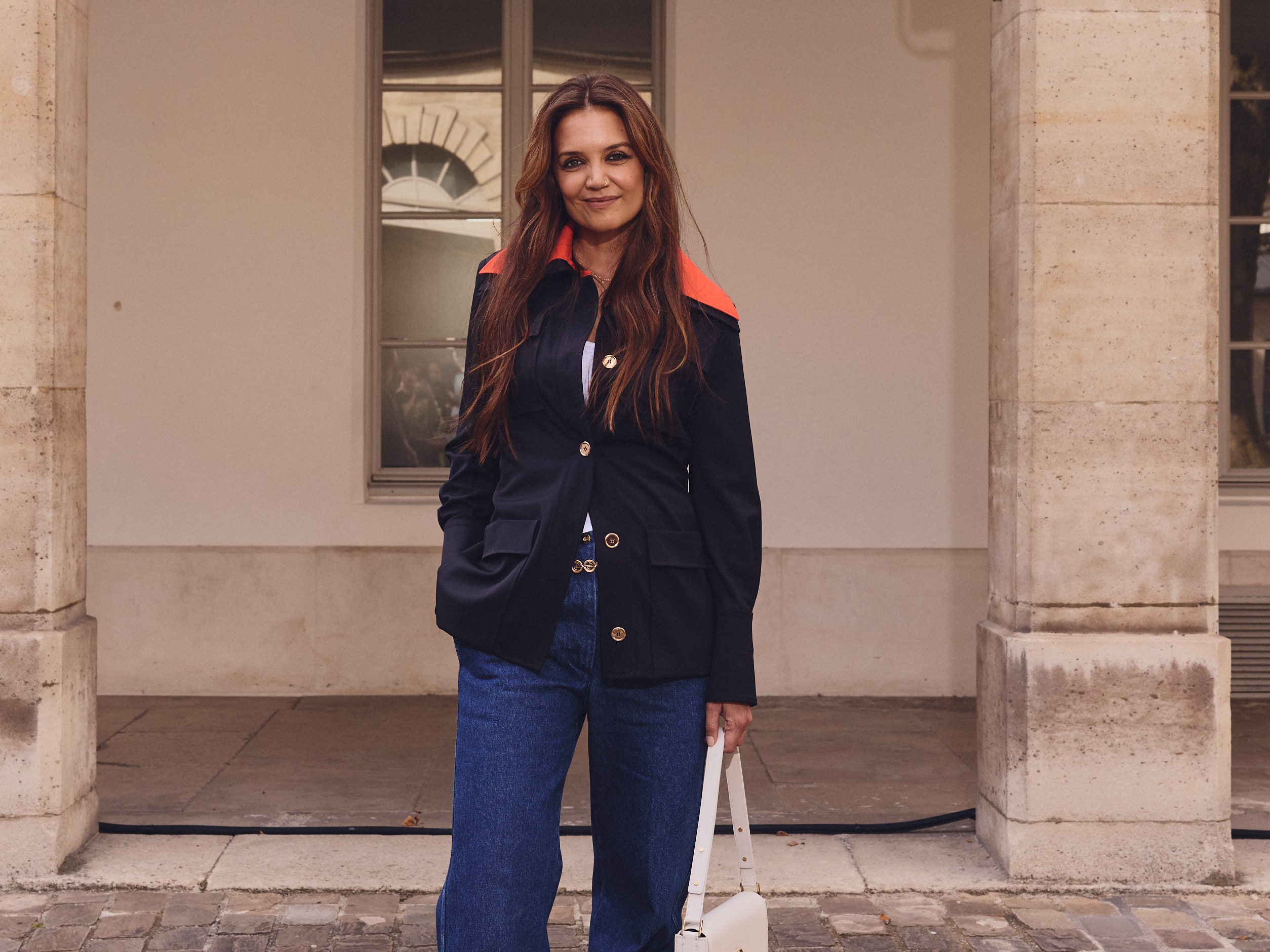 Katie Holmes Brought Her Love of Blue Jeans to Paris Fashion Week