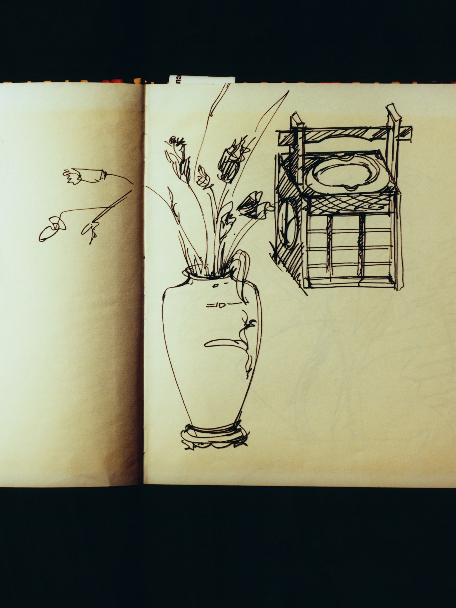 Image may contain Art Jar Drawing Pottery Plant Vase Chair and Furniture