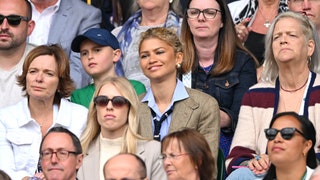 LONDON ENGLAND  JULY 13 Zendaya wearing Ralph Lauren courtside of Centre court on day thirteen of the Wimbledon Tennis...