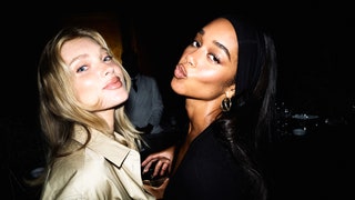 Image may contain Laura Harrier Elsa Hosk Photography Face Head Person Portrait Adult Accessories and Formal Wear