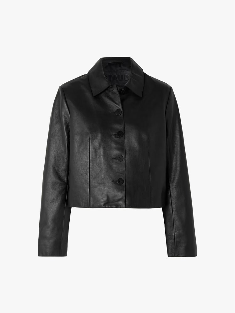 Image may contain Clothing Coat Jacket and Leather Jacket