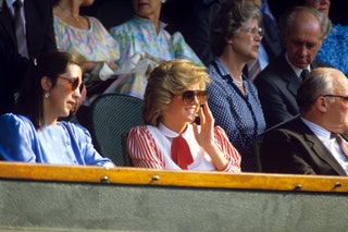 Diana wore jolly stripes for the semifinal between Jimmy Connors and Ivan Lendl.