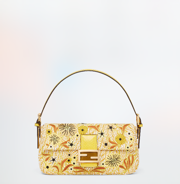 Fendi The Baguette Walk Baguette 1997 Flower embroidery yellow baguette