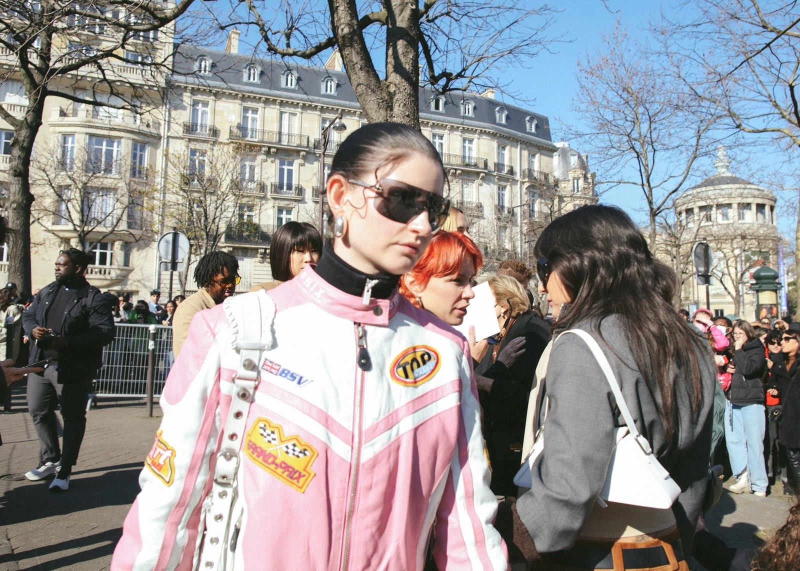 Zooming into the autumnwinter 2022 shows in Paris in a bubblegum pink racing jacket.