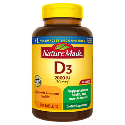 Nature Made Vitamin D3 2000 IU (50 mcg) Tablets, 400 Count Mega Size