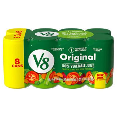 V8 Original 100% Vegetable Juice, 5.5 fl oz Can (Pack of 8)