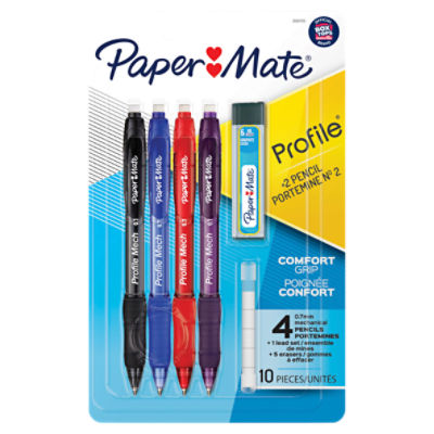 Paper Mate Profile Comfort Grip 0.7mm HB #2 Mechanical Pencils, 4 count