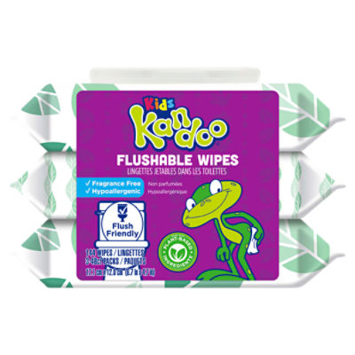 Kandoo Kids Flushable Wipes, 48 count, 3 pack