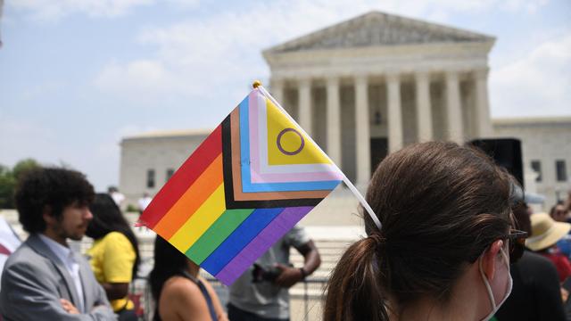 Members of both sides of the debate stand in front of the Supreme Court on Monday, Dec. 5, 2022, in Washington, D.C. 