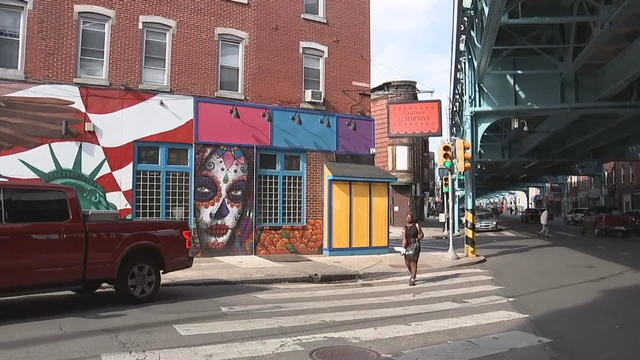 An exterior shot of Cantina la Martina, a brightly painted Mexican restaurant in Kensington 