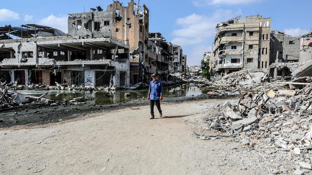 Rubble left behind from Khan Yunis after bombarded by Israel 