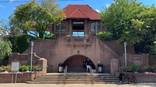 The exterior of the Forest Hills LIRR station in Queens. 