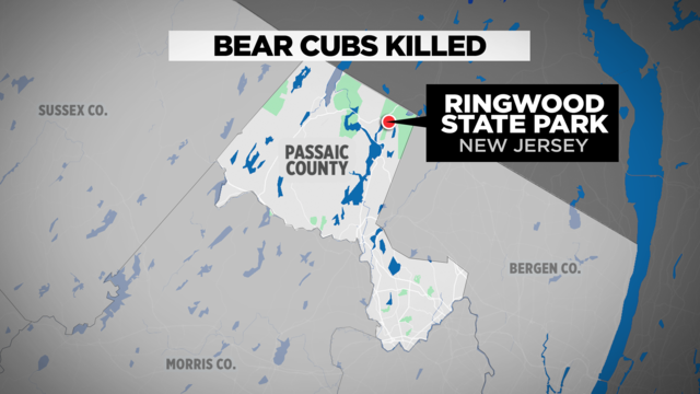 A map showing the location of Ringwood State Park in New Jersey. 