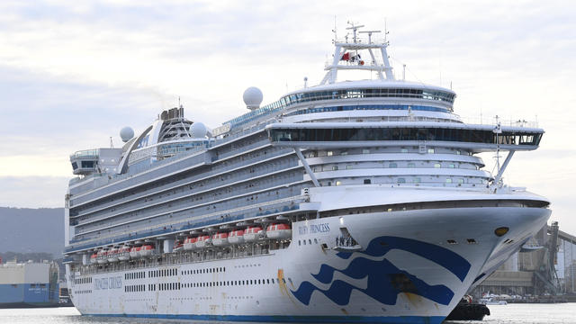 The Ruby Princess cruise ship departs from Port Kembla on April 23, 2020, in Wollongong, Australia. 