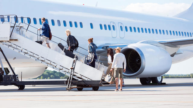 Passengers boarding a flight 