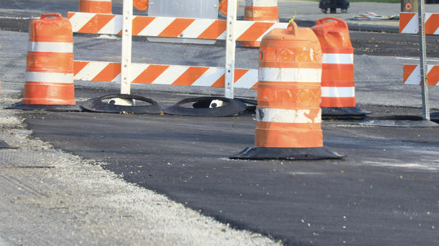 Blocked road for asphalt replacement 