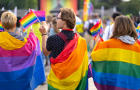 Group of people celebrating the pride month on a pride event 