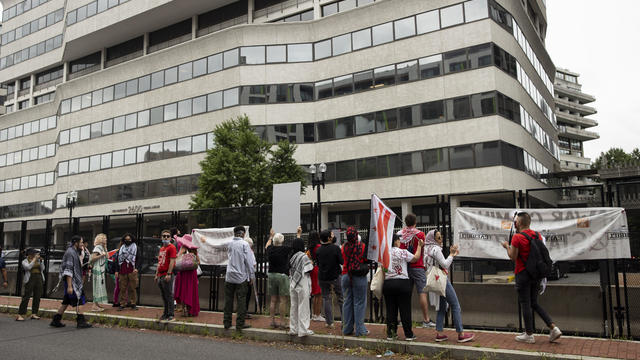 Pro-Palestinian activists held a rally outside The Watergate Hotel 
