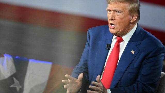 Former President and Republican presidential candidate Donald Trump takes part in a town hall moderated by Fox News broadcaster Sean Hannity at the New Holland Arena in Harrisburg, Pennsylvania, on September 4, 2024. 