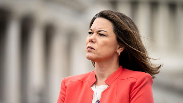 Rep. Angie Craig at a news conference outside the Capitol on Thursday, March 31, 2022. 