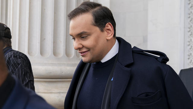 Rep. George Santos, R-N.Y., leaves the Capitol after being expelled from the House of Representatives, Friday, Dec. 1, 2023, in Washington. 