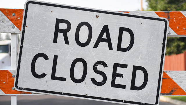 Road Closed Sign Close-Up 