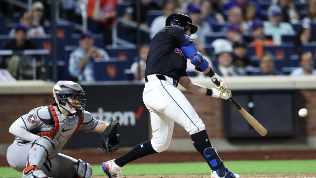 Jeff McNeil #1 of the New York Mets hits a three-run home run in the sixth inning against the Houston Astros at Citi Field on June 28, 2024 in the Queens borough of New York City. 