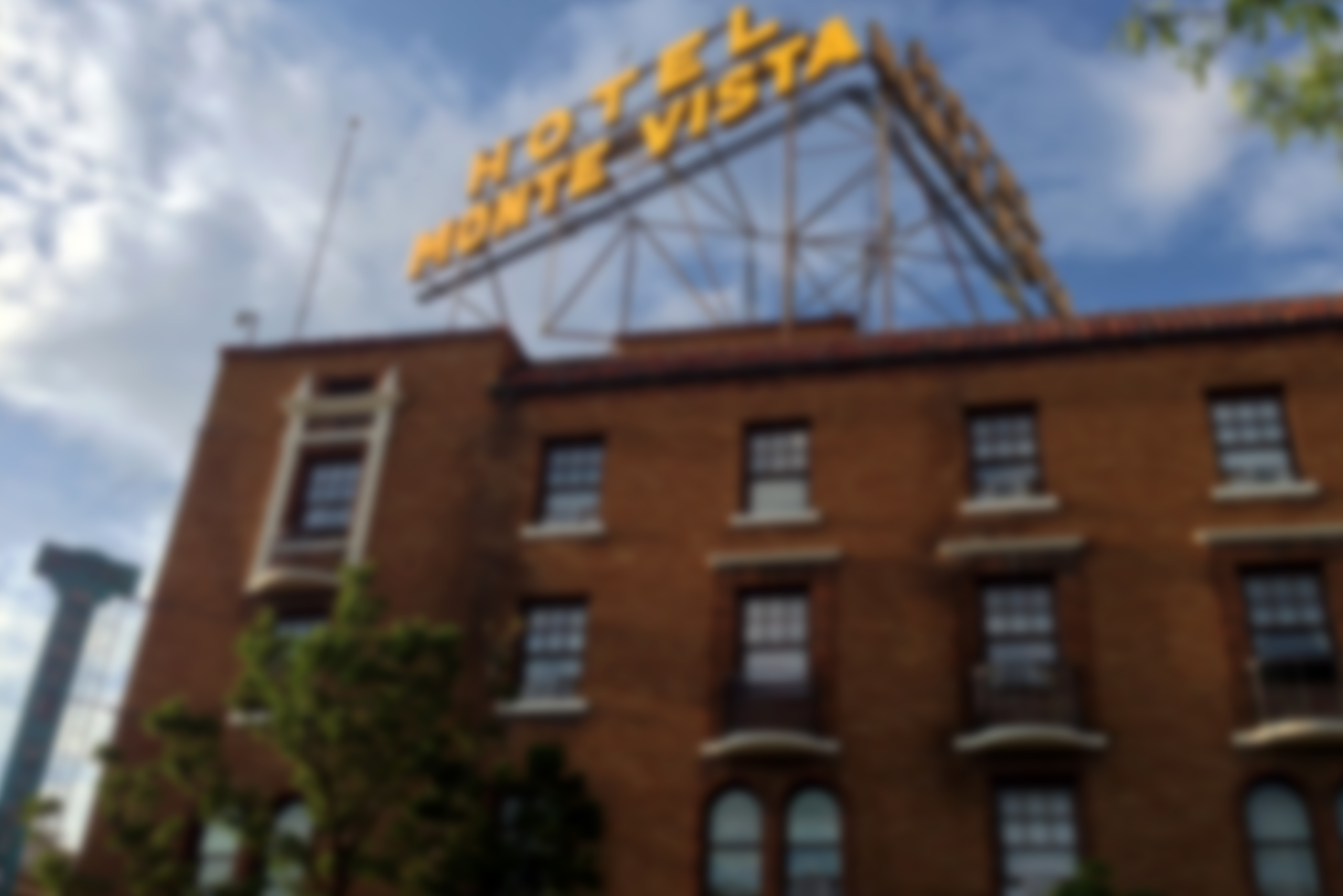 Blurry photo of Hotel Monte Vista in Flagstaff Arizona 