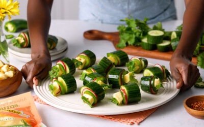 Smashed Cucumber and Jalapeno Cheese Curd Bites