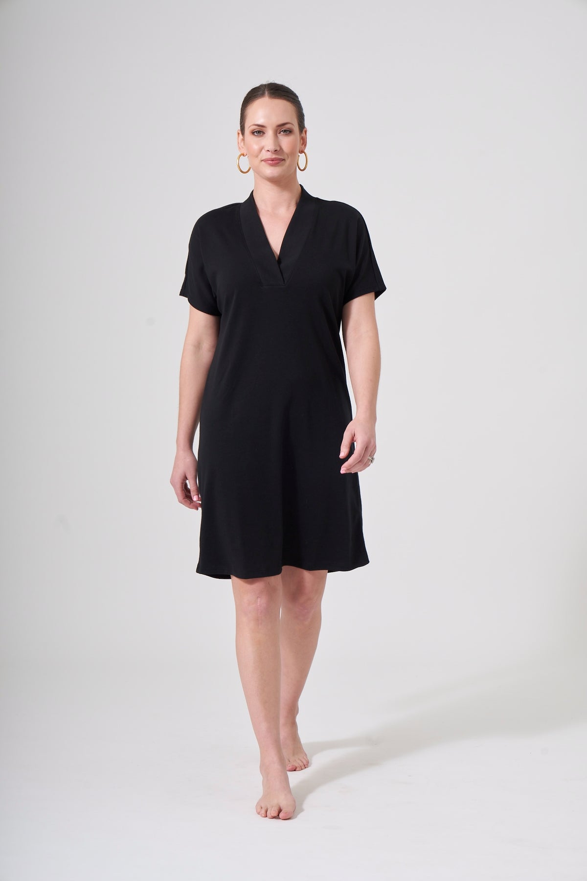 36" Short Sleeve V-Neck Pima Dress