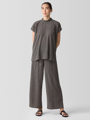 Woven Plissé Wide-Leg Pant