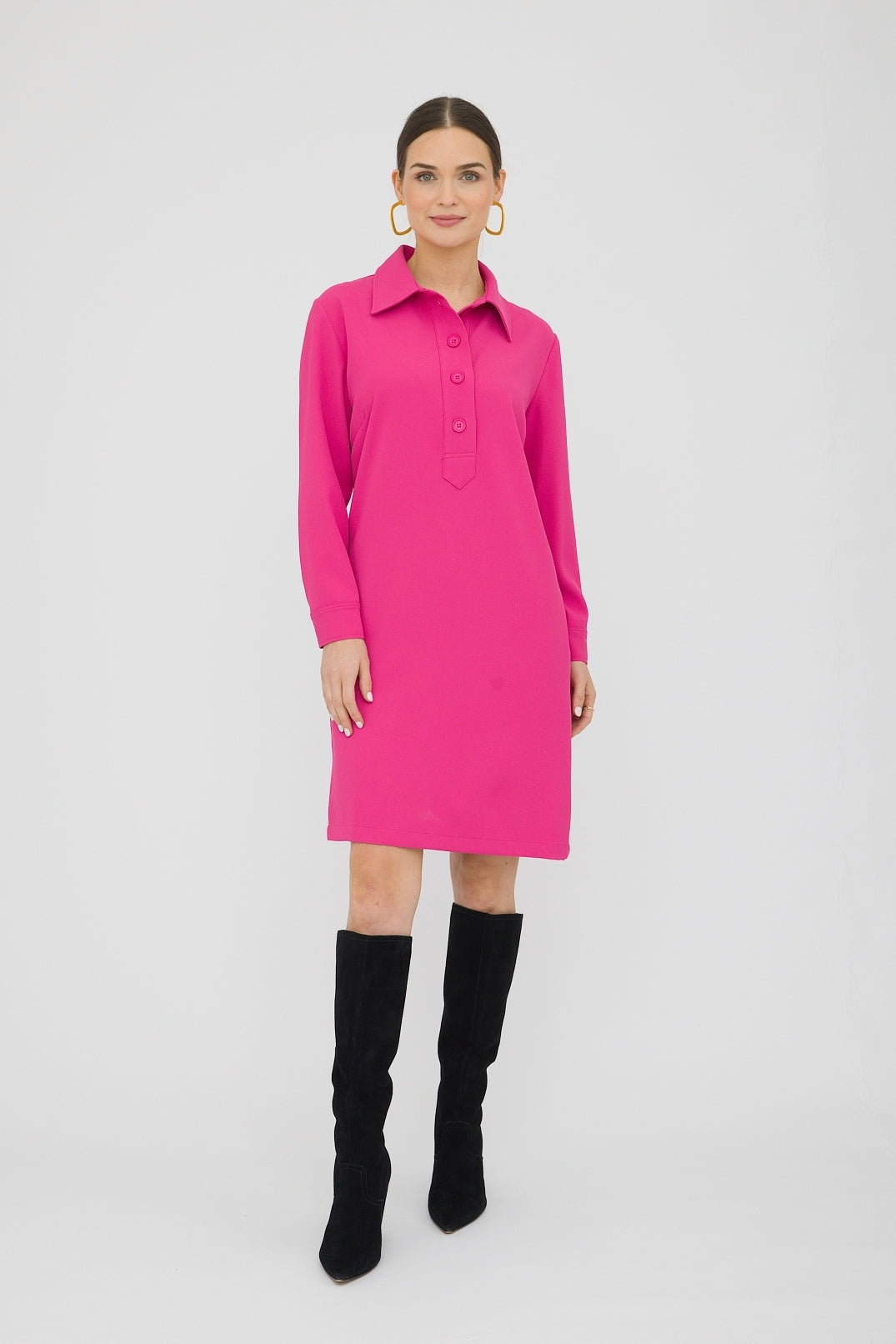 38" Long Sleeve Polo Collar Dress