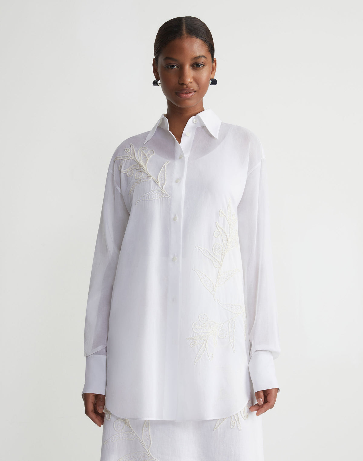 Eco Flora Embroidered Oversized Shirt