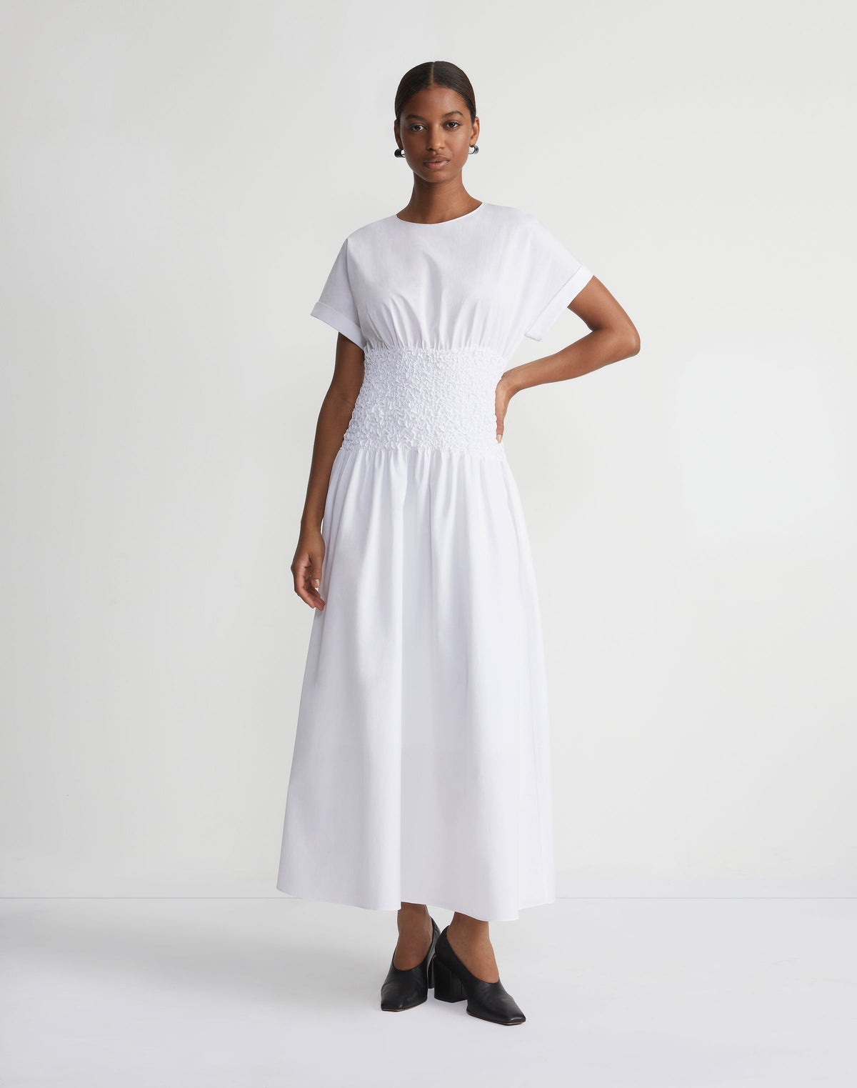 Organic Cotton Poplin Smocked Waist Dress