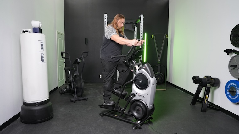 Our tester working out on the Bowflex Max Trainer M6.