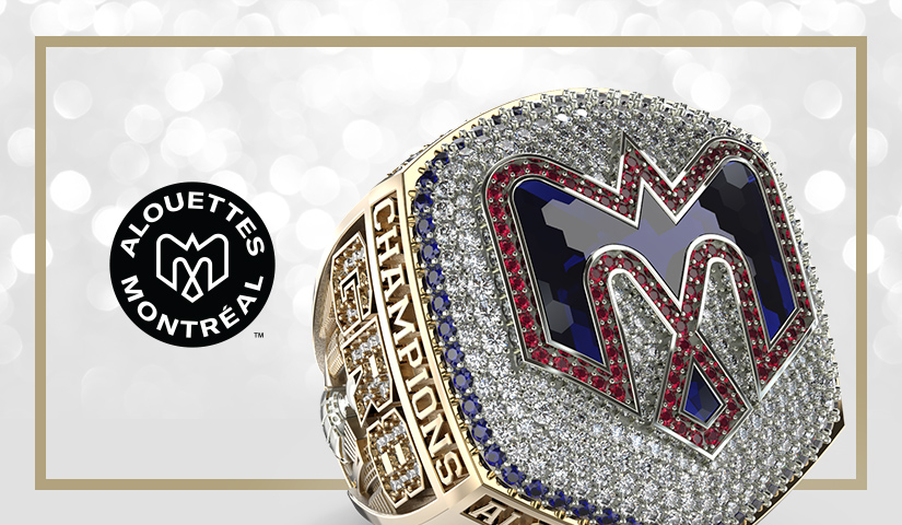 Official Montreal Alouettes championship ring with logo. Watch the making of the Montréal Alouettes 2023 Grey Cup Championship Ring.