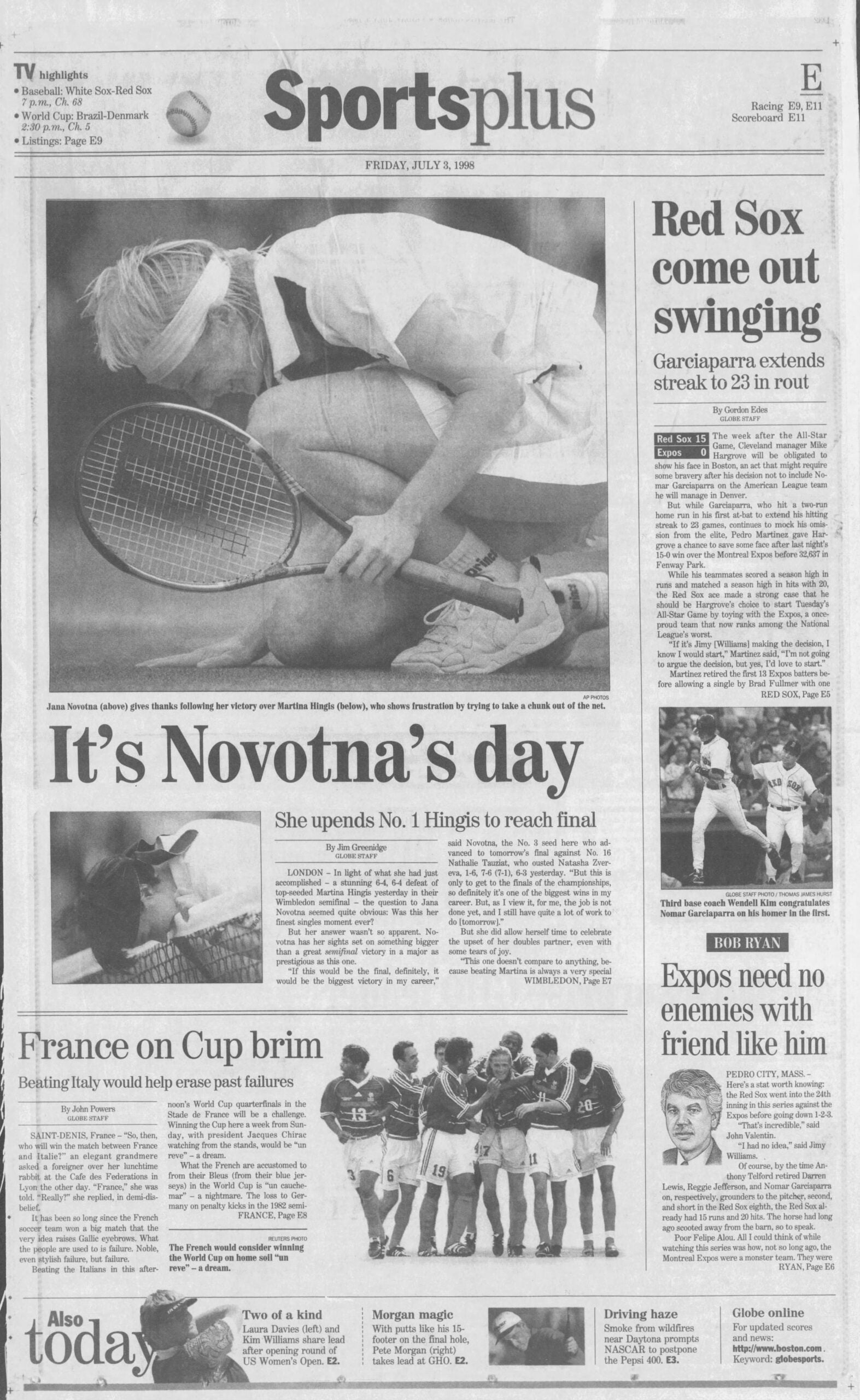 Red Sox 1998 Pedro Nomar Boston Globe Sports