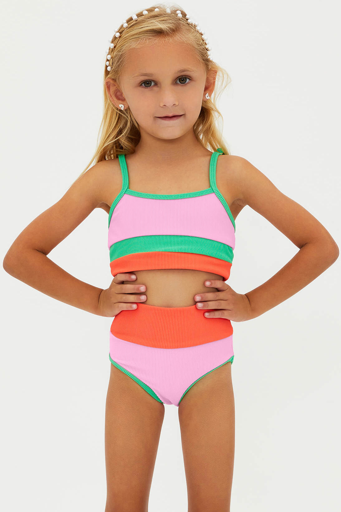 Little Eva Top & Emmie Bottom Coral Beach Colorblock