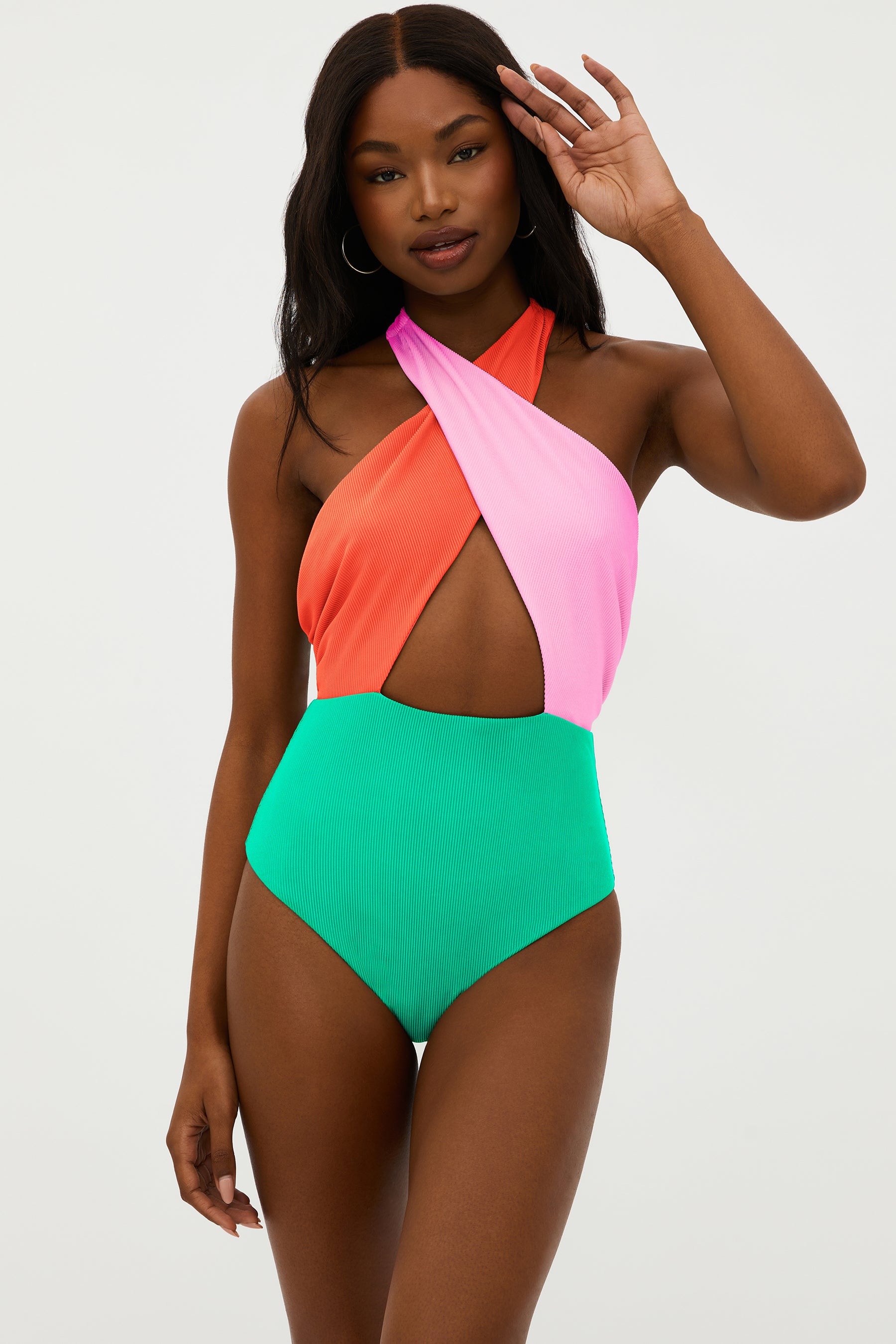 Jessica One Piece Coral Beach Colorblock