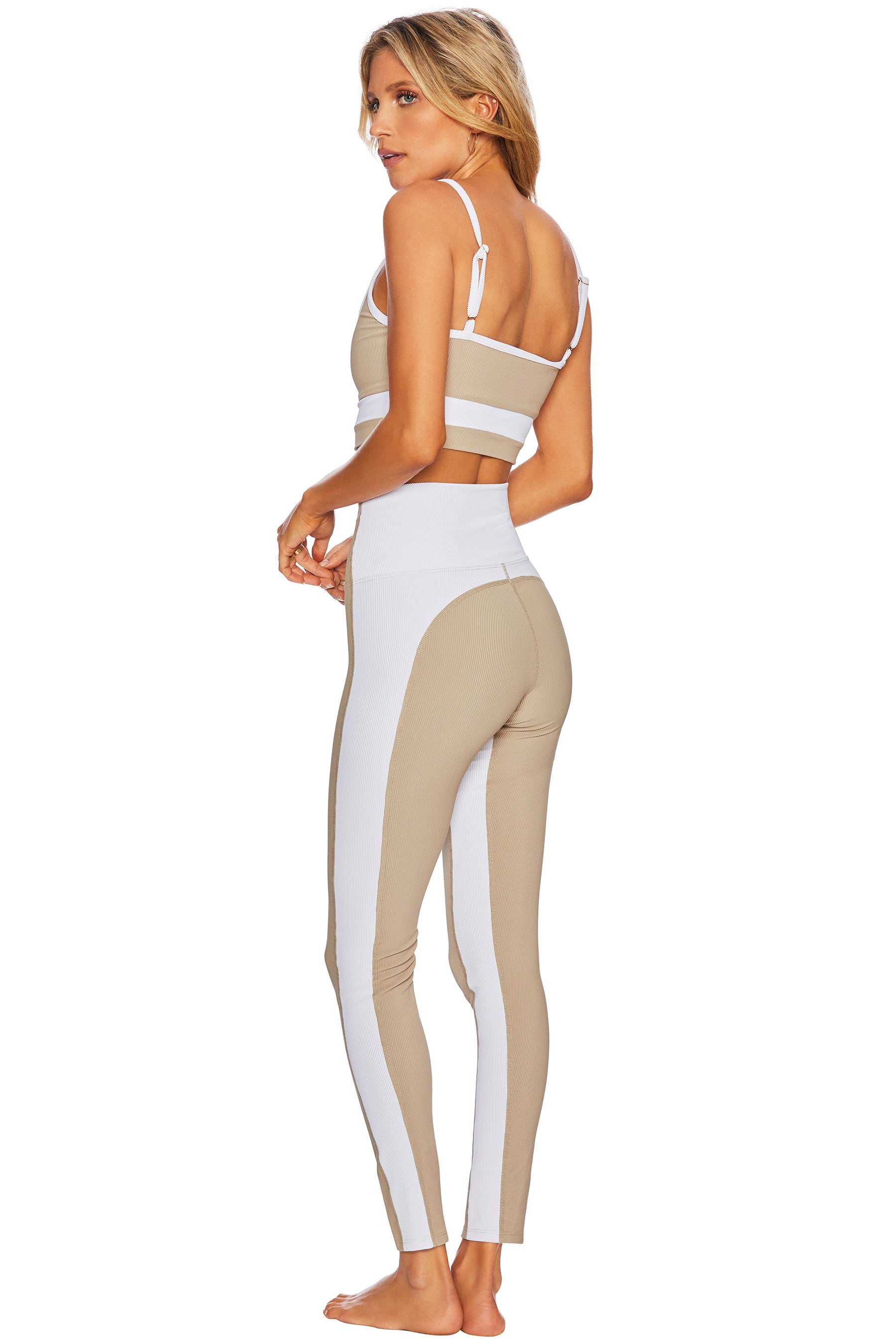 Colorblock Legging Taupe White back shot