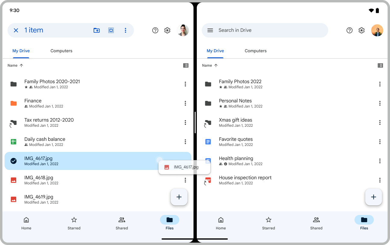 Adding drag & drop to multi-instance support on the Google Drive Android app