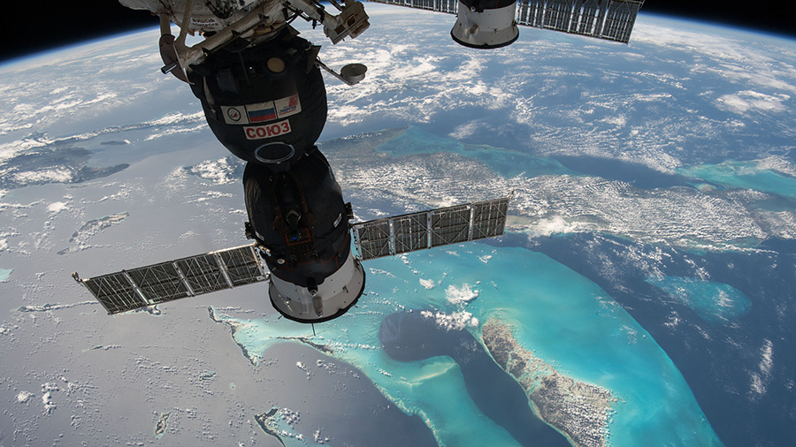 NASA astronaut Scott Tingle captures a photo of the Bahamas.